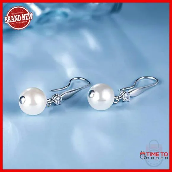 925 Sterling Silver Pearl Drop Earrings Hypoallergenic Infinity Design